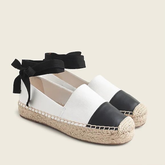 J. Crew Black & White Espadrilles With Leather Cap Toe | 6.5 - Picture 15 of 15